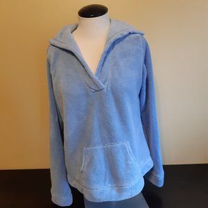 Cozy Soft Warm Light Blue Fleece Plush Women's Hoodie Kangaroo Loungewear
